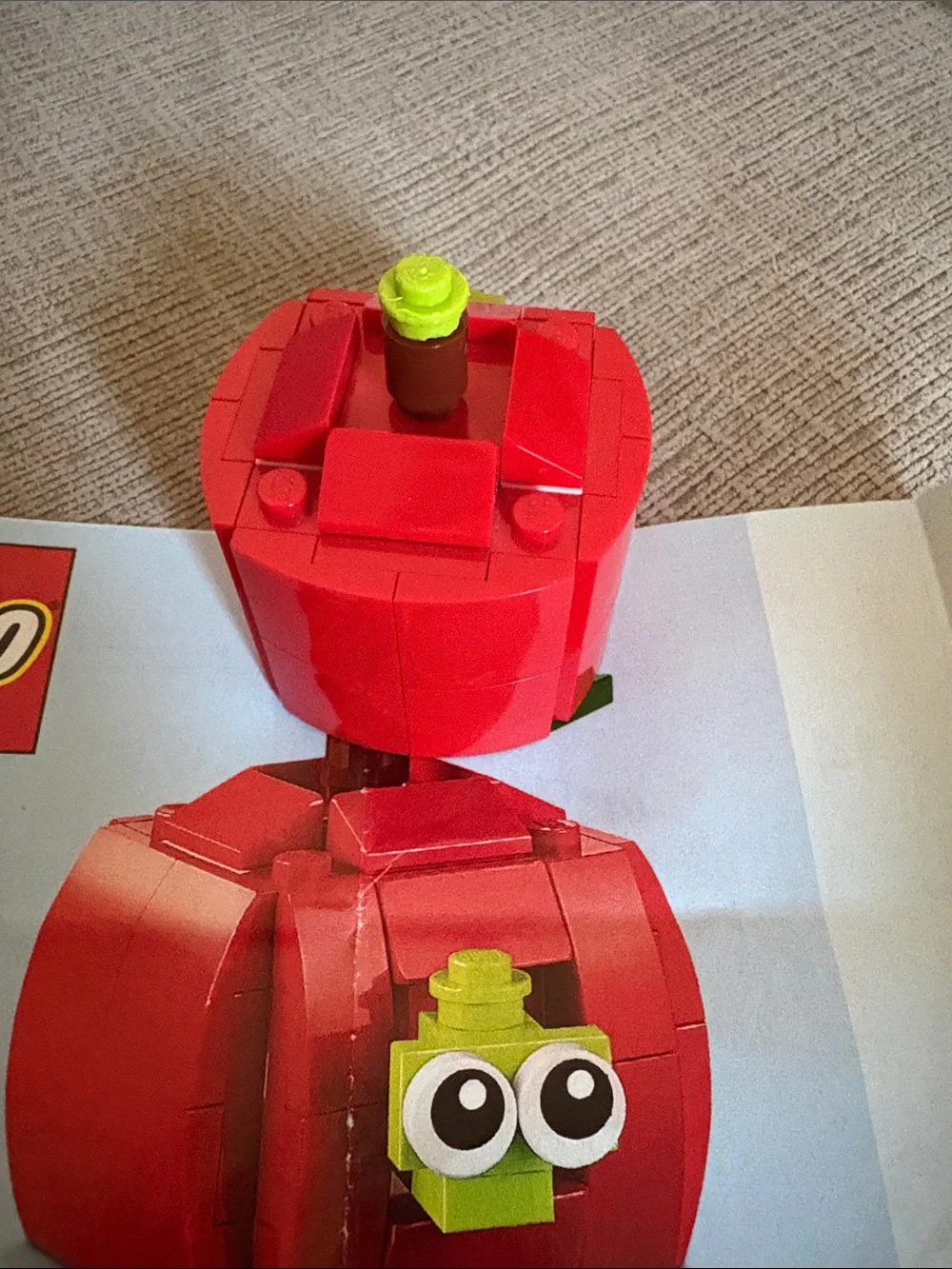 LEGO Red Apple Mini Build with Green Leaf and Brown Stem